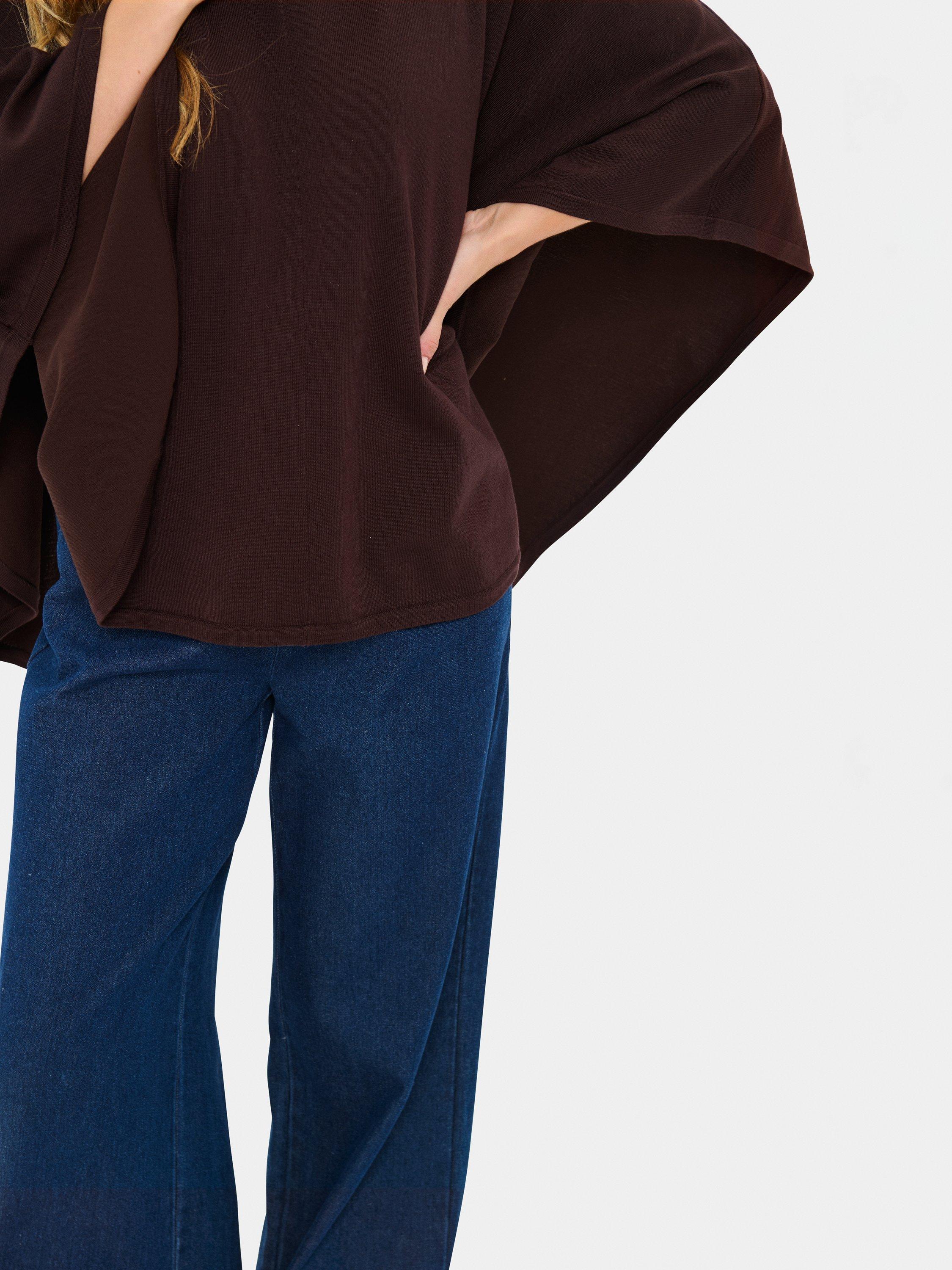 Product image 4 of 6, which shows Saint Tropez Billi Poncho, Chocolate Plum, One Size