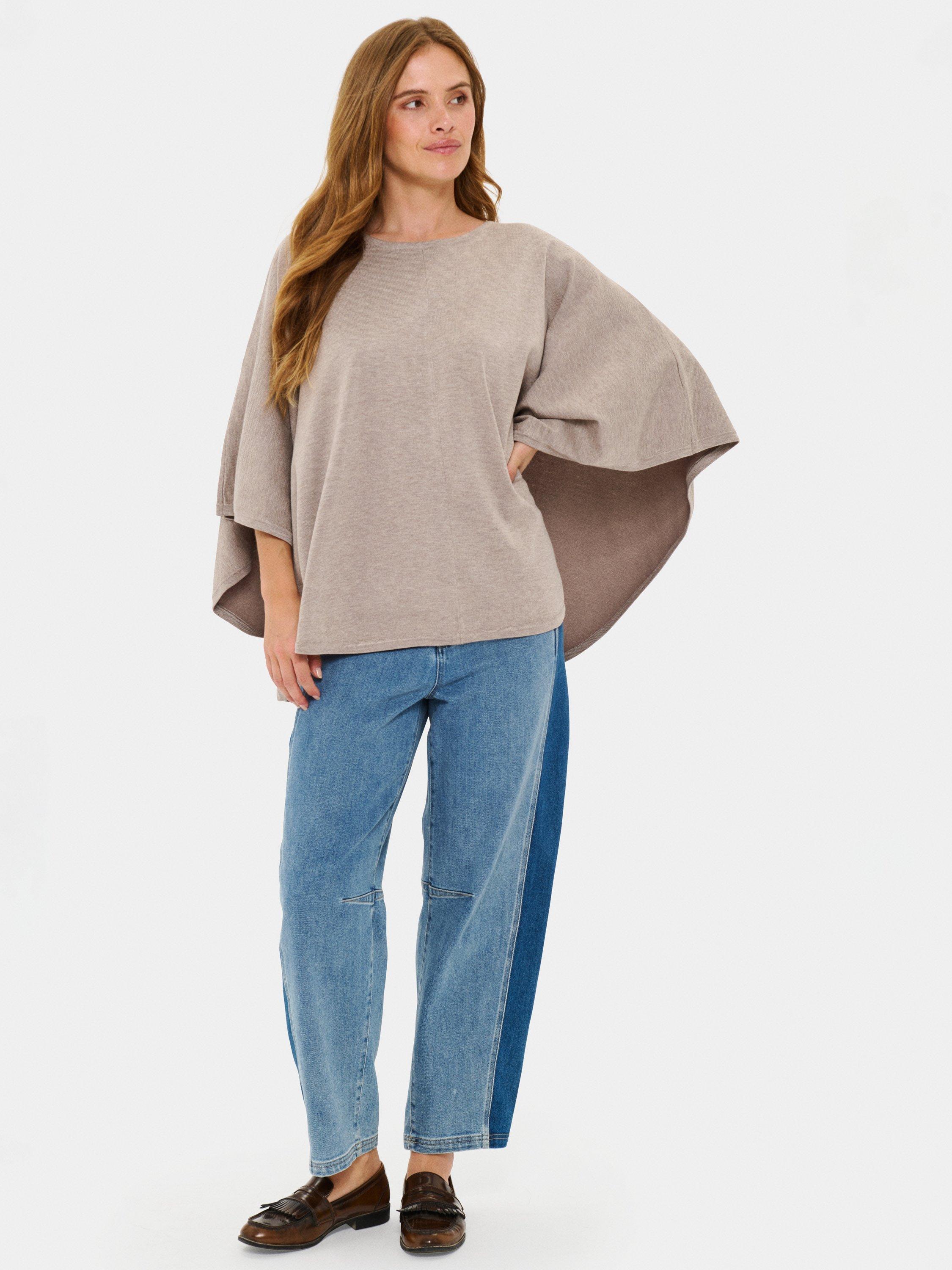 Product image 3 of 6, which shows Saint Tropez Billi Poncho, Fog Melange, One Size
