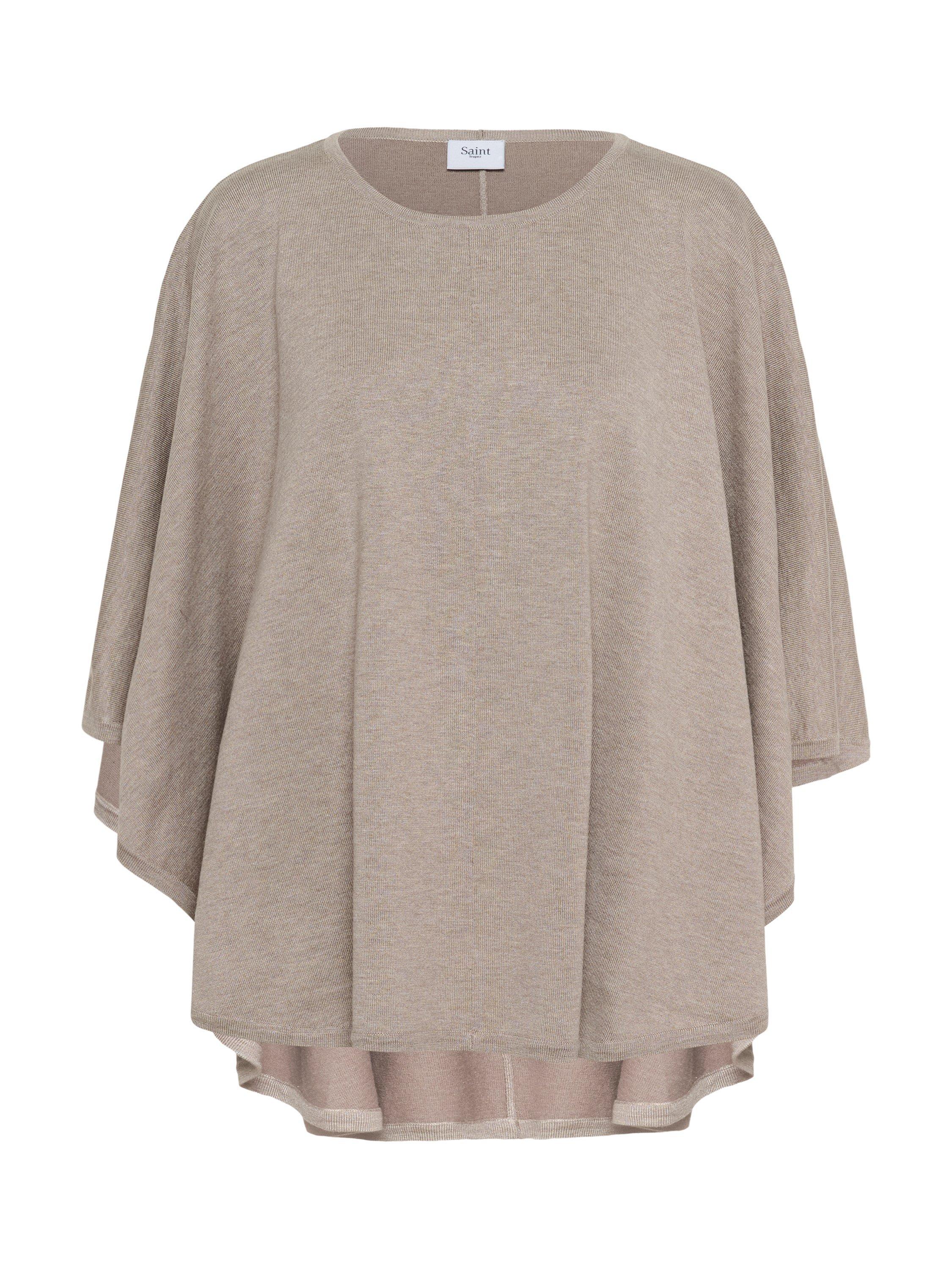 Product image 5 of 6, which shows Saint Tropez Billi Poncho, Fog Melange, One Size