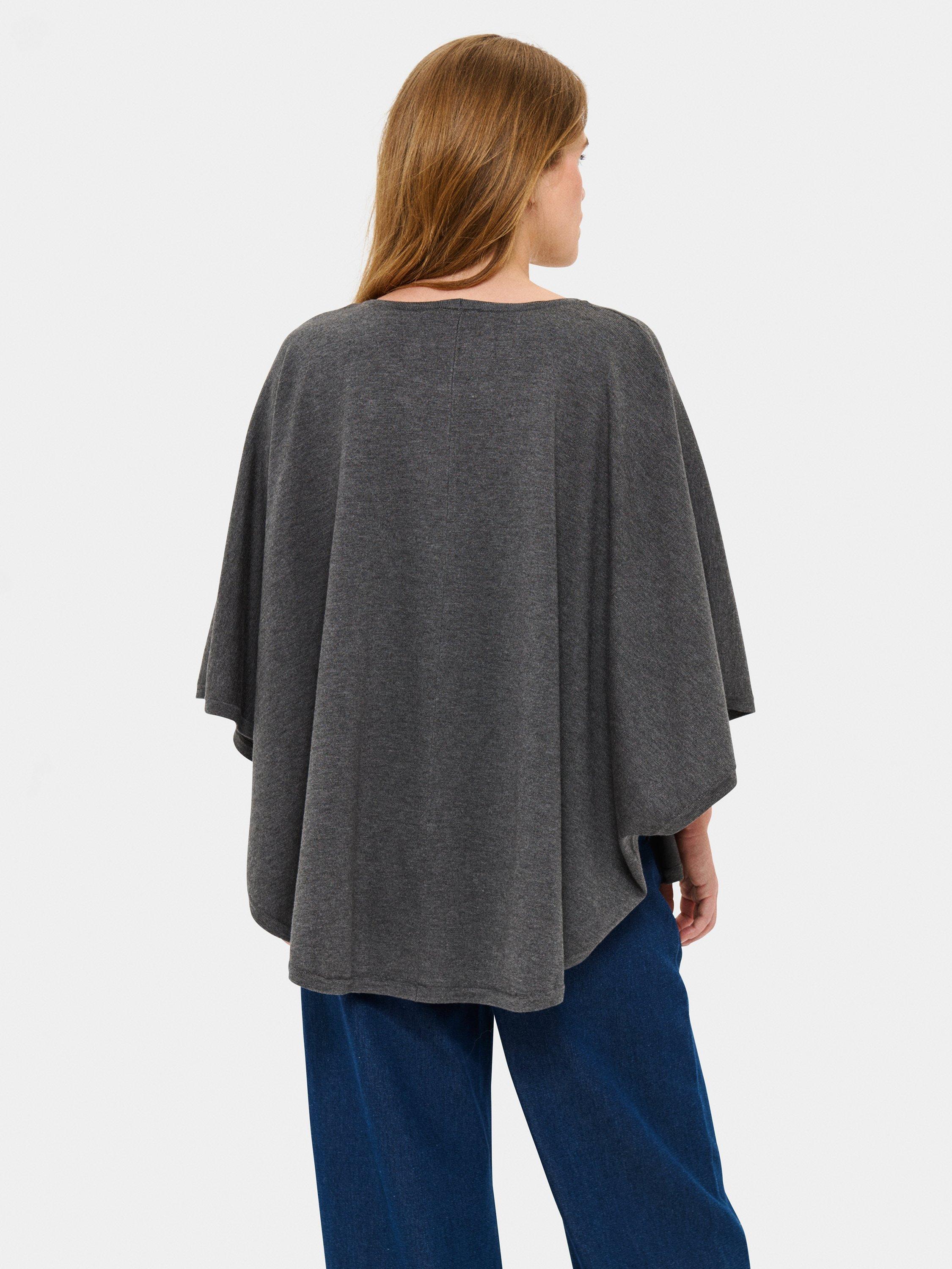 Product image 2 of 5, which shows Saint Tropez Billi Poncho, Grey Melange, One Size