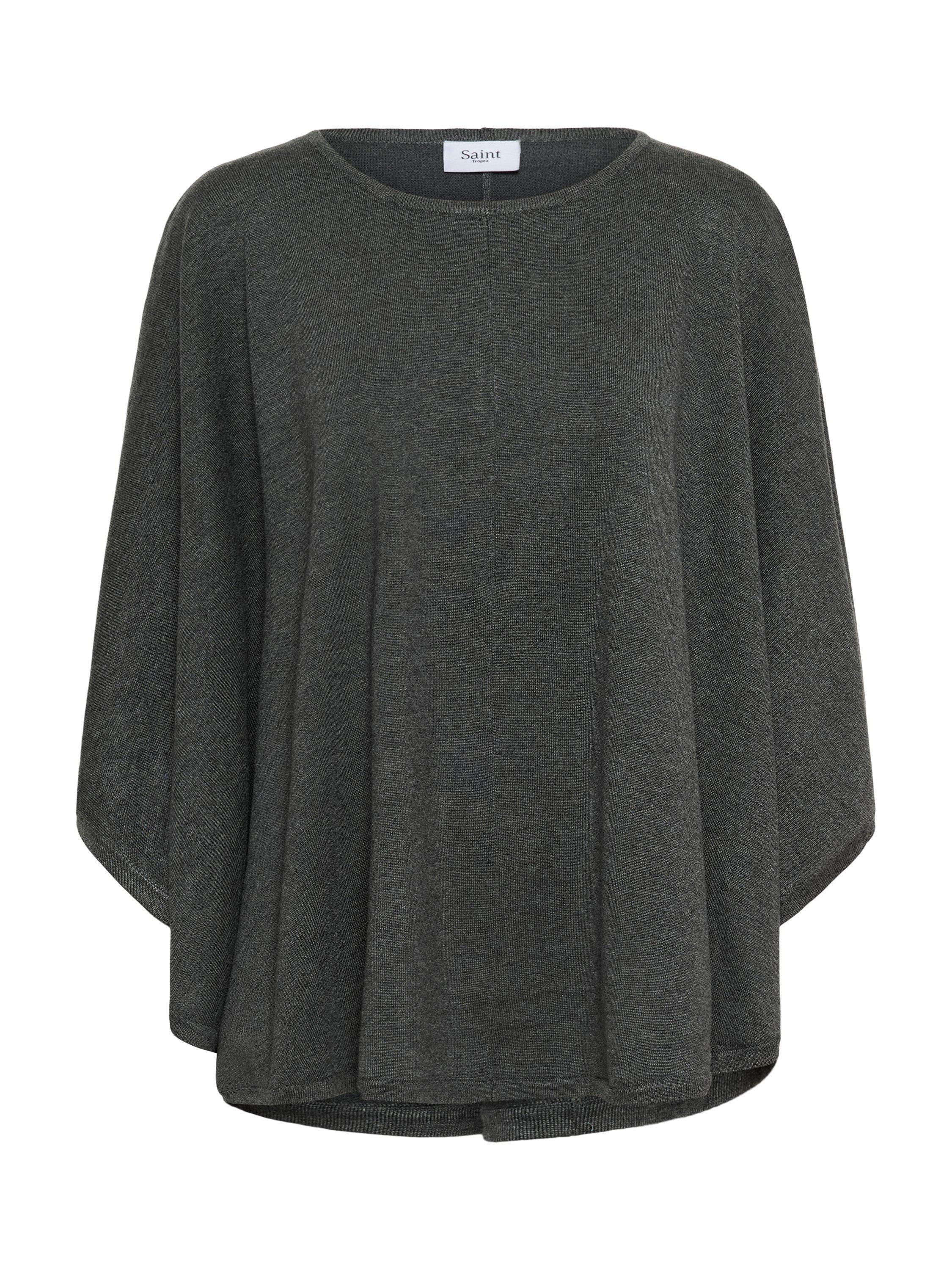 Product image 4 of 5, which shows Saint Tropez Billi Poncho, Grey Melange, One Size