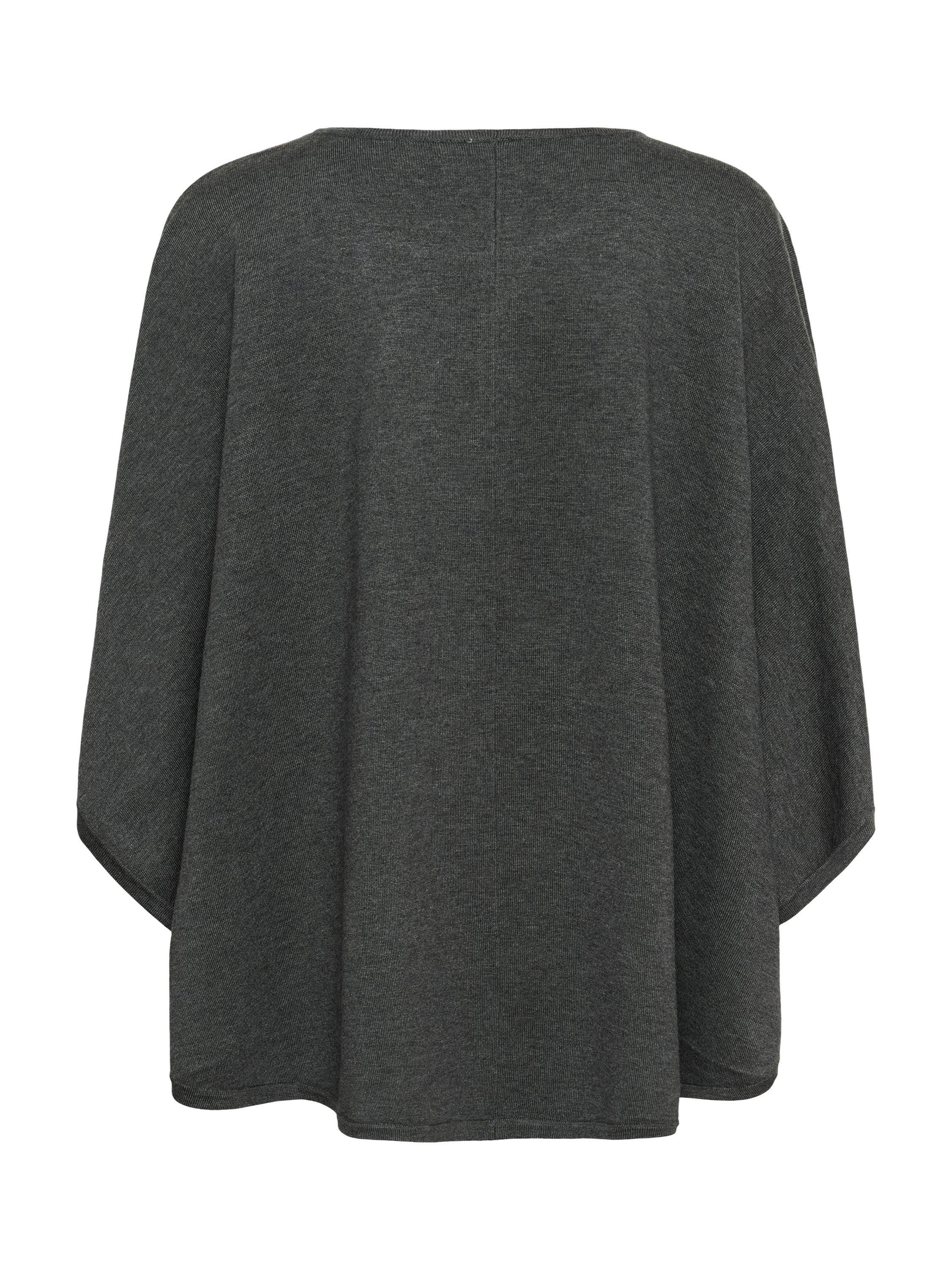 Product image 5 of 5, which shows Saint Tropez Billi Poncho, Grey Melange, One Size