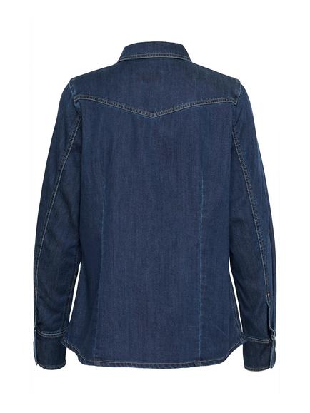 Saint Tropez Marthe Denim Shirt, Mid Blue - view 2, Mid Blue