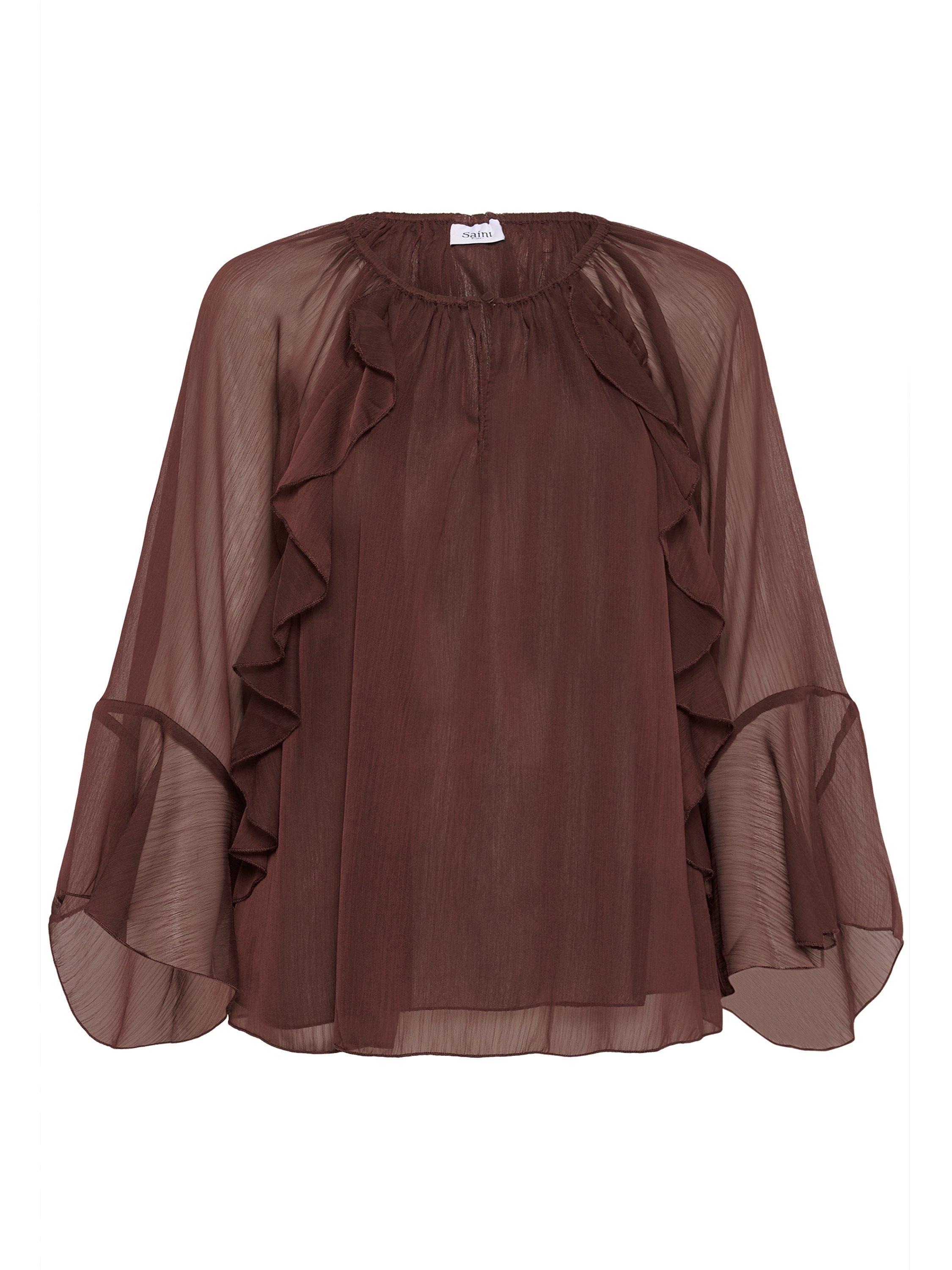 Product image 1 of 2, which shows Saint Tropez Mavis Ruffle Detail Blouse, Mid Purple, XS