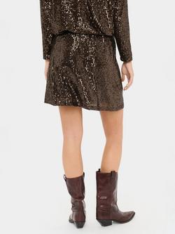 Saint Tropez Reyana Metallic Mini Skirt, Mid Brown - view 2, Mid Brown