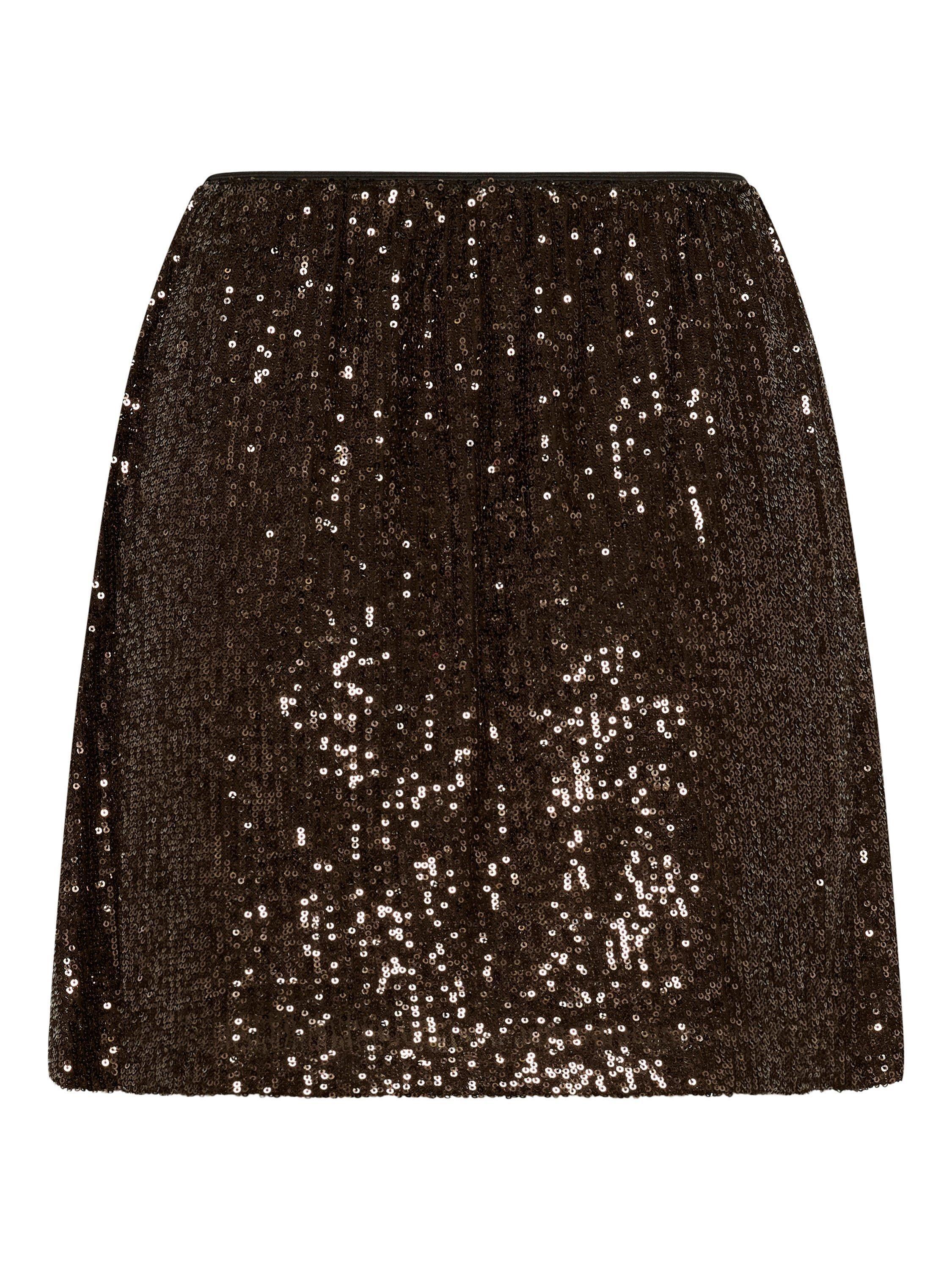Product image 6 of 6, which shows Saint Tropez Reyana Metallic Mini Skirt, Mid Brown, M