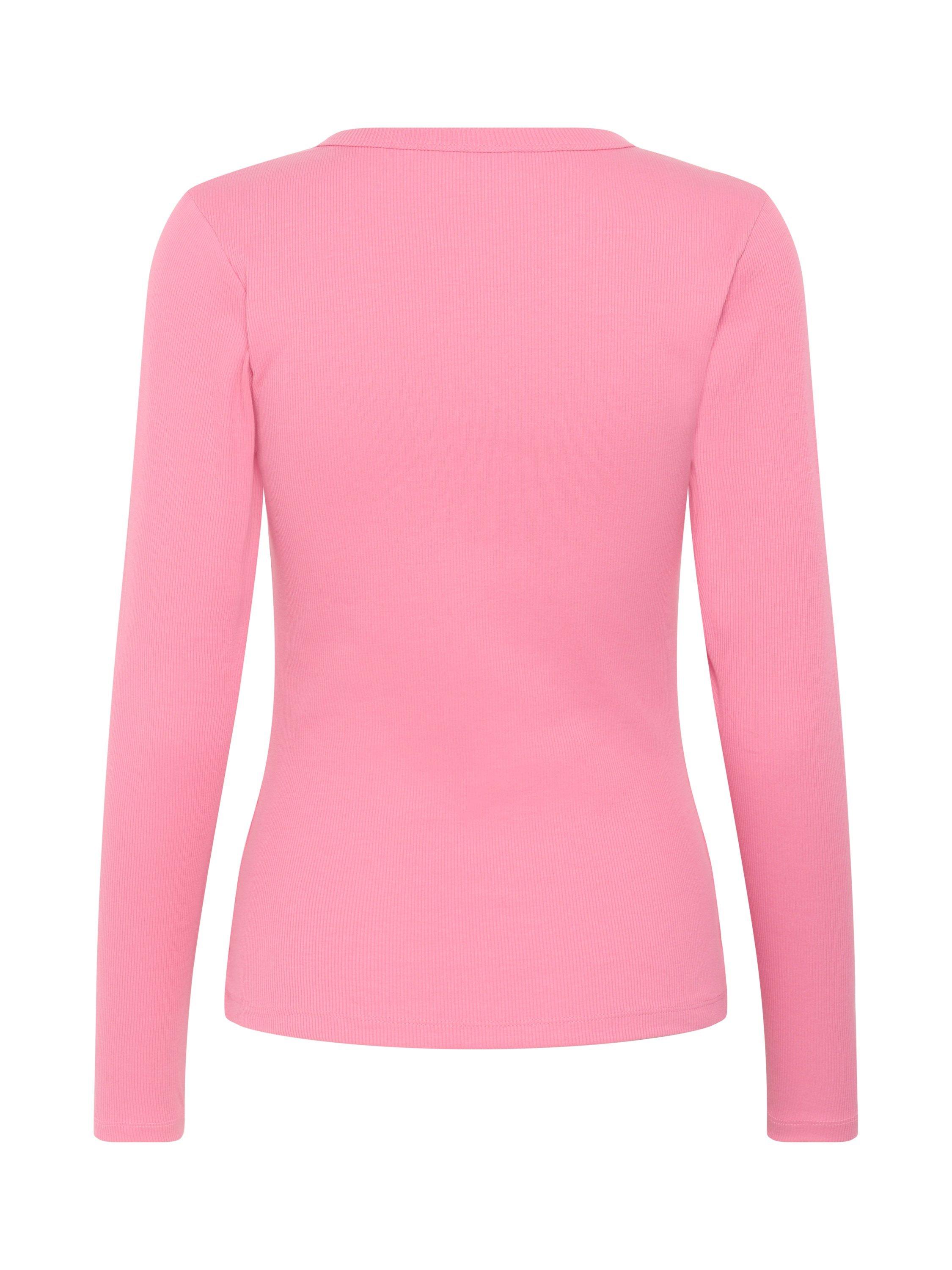 Product image 2 of 2, which shows Saint Tropez Aster Long Sleeve Round Neck T-Shirt, Mid Pink, XS