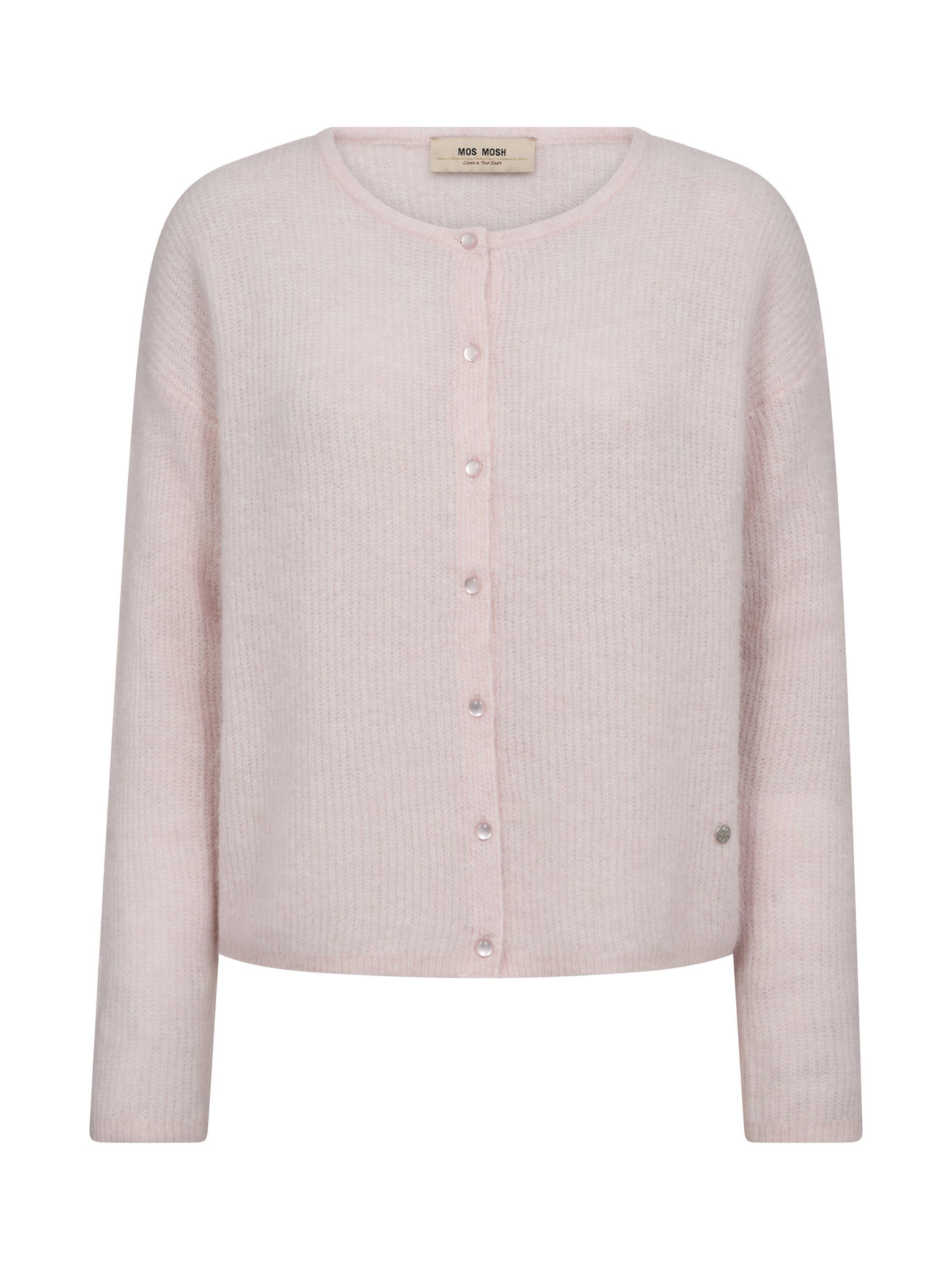 Product image 1 of 2, which shows MOS MOSH Almine Wool Blend Round Neck Cardigan, Mid Pink, XS