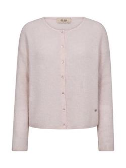 MOS MOSH Almine Wool Blend Round Neck Cardigan, Mid Pink