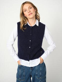 MOS MOSH Almine Thora Wool Blend Cap Sleeve Crew Neck Knit Vest, Mid Blue