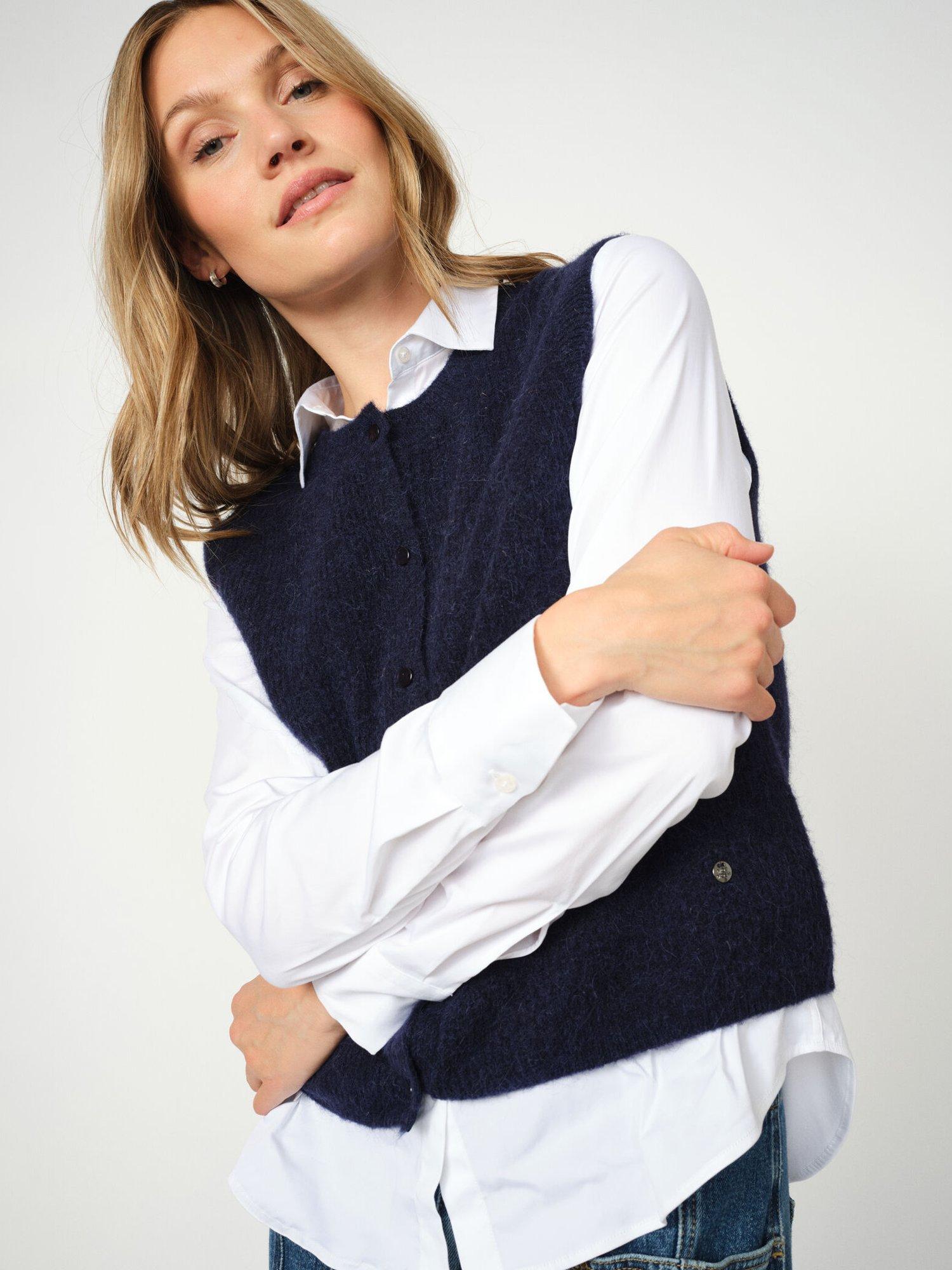 MOS MOSH Almine Thora Wool Blend Cap Sleeve Crew Neck Knit Vest
