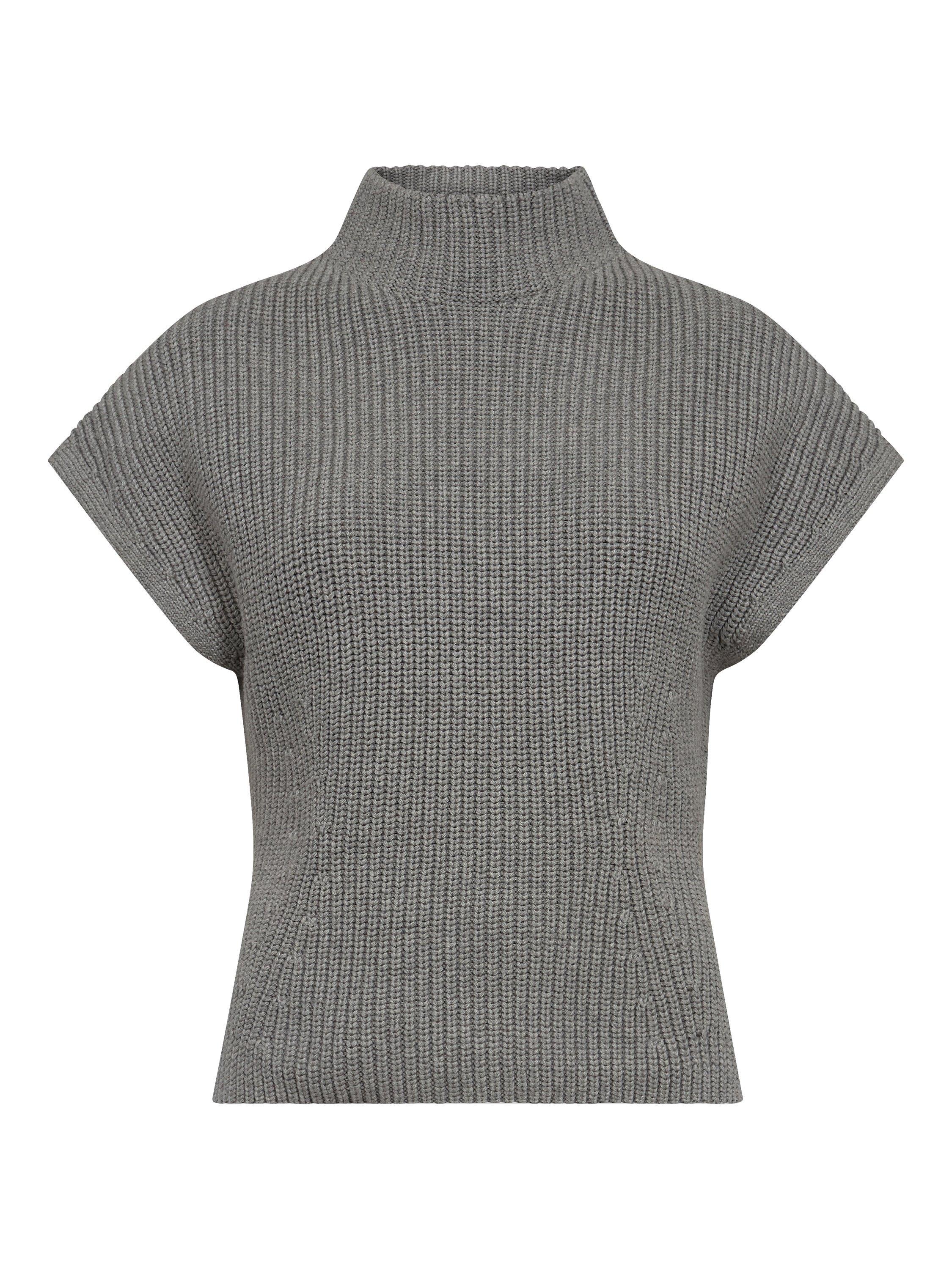 Product image 5 of 6, which shows MOS MOSH Biola Bine Cotton Cap Sleeve High Neck Jumper, Mid Grey, XS