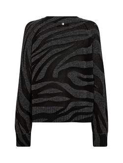 MOS MOSH Hala Wool Blend Zebra Print Long Sleeve Crew Neck Jumper - view 2, Grey/Multi