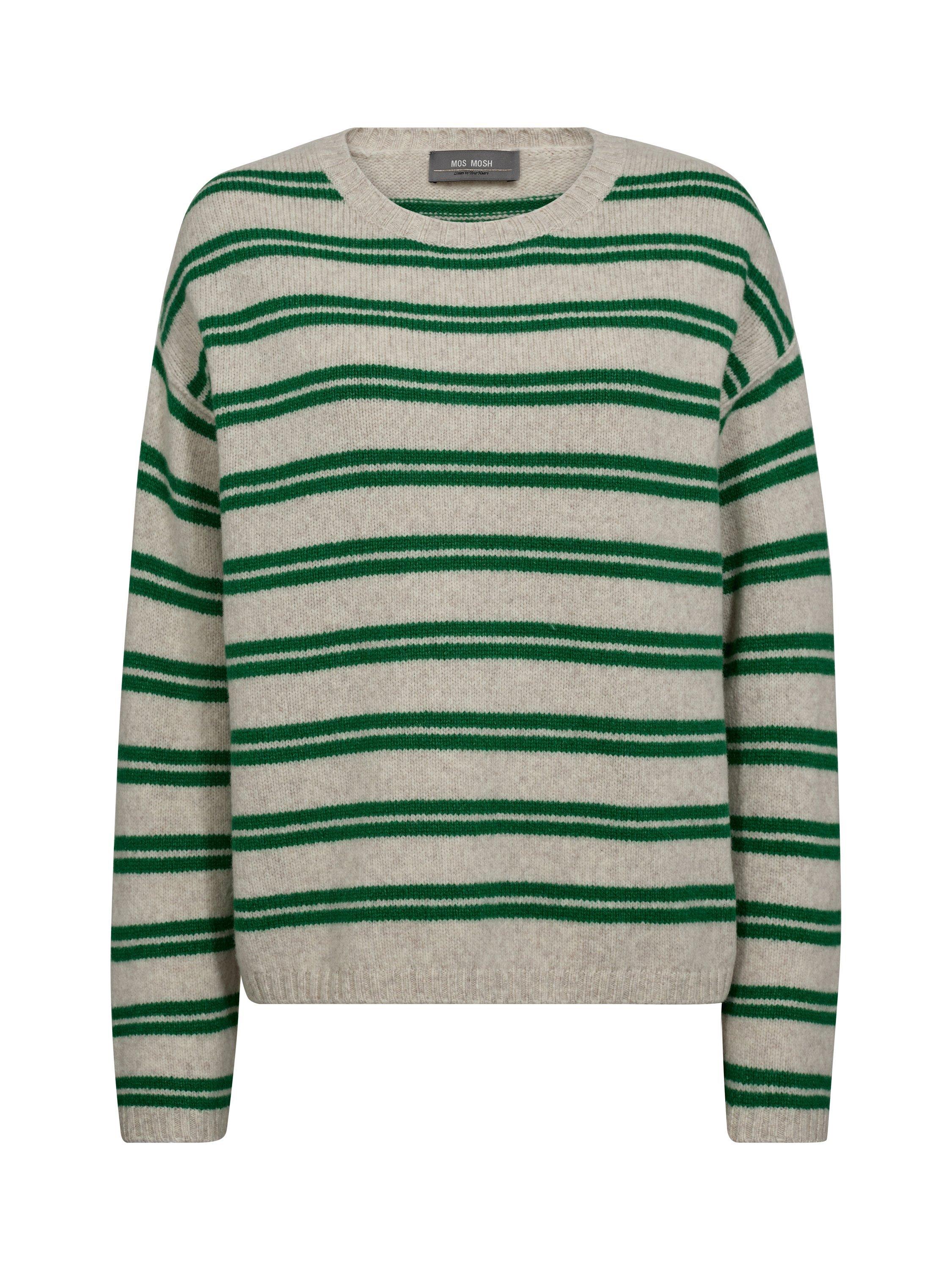 Product image 4 of 5, which shows MOS MOSH Khai Wool Blend Stripe Long Sleeve Crew Neck Jumper, Green/Multi, S