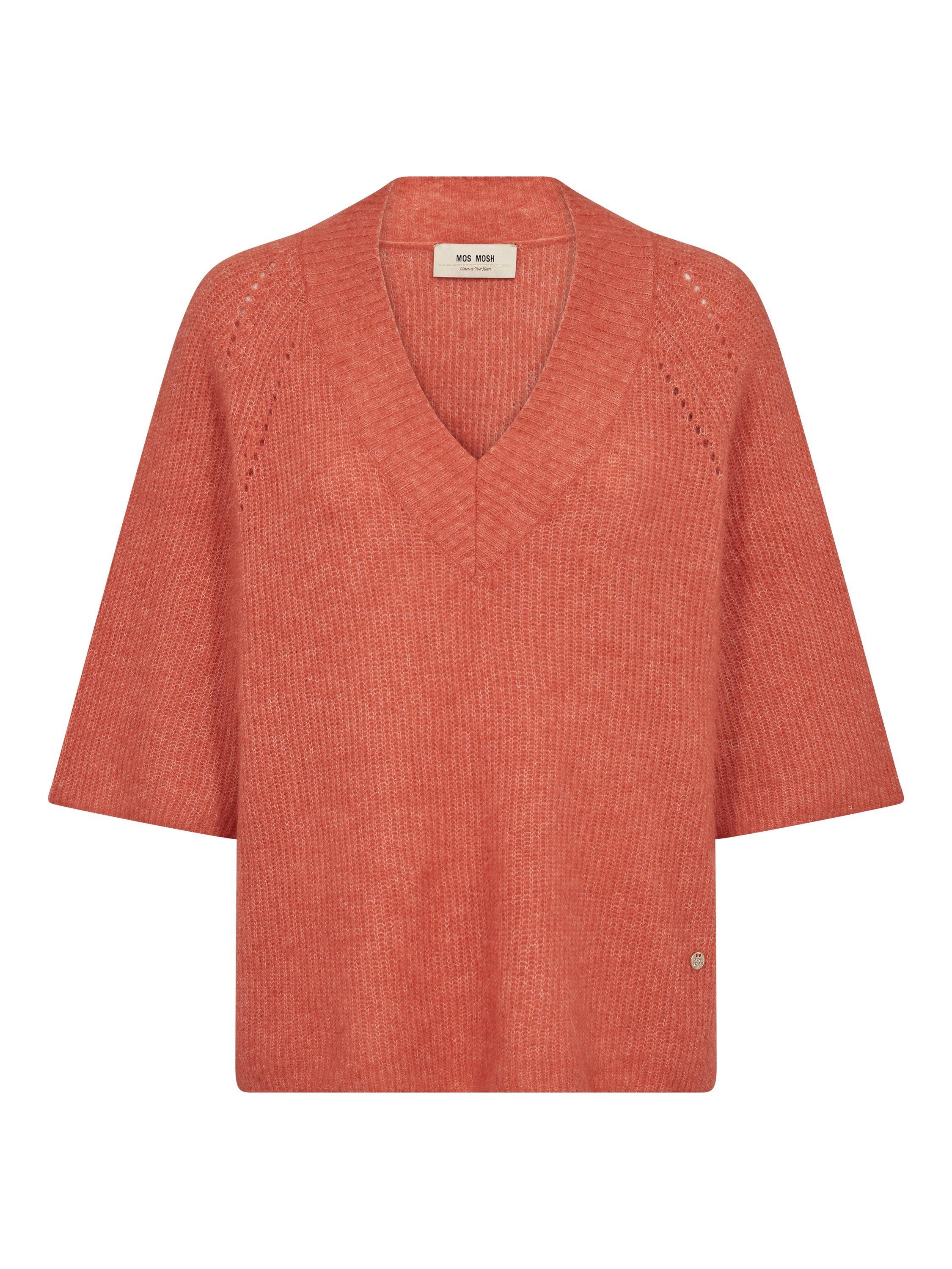 Product image 1 of 2, which shows MOS MOSH Taci Wool Blend V Neck Jumper, Mid Red, XS
