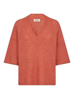 MOS MOSH Taci Wool Blend V Neck Jumper, Mid Red