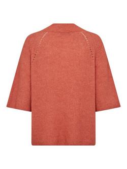 MOS MOSH Taci Wool Blend V Neck Jumper - view 2, Mid Red