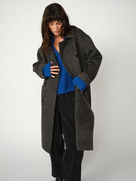 MOS MOSH Lucca Barkley Wool Rich Coat, Mid Grey - view 2, Mid Grey