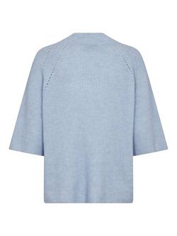 MOS MOSH Taci Wool Blend V Neck Jumper - view 2, Mid Blue