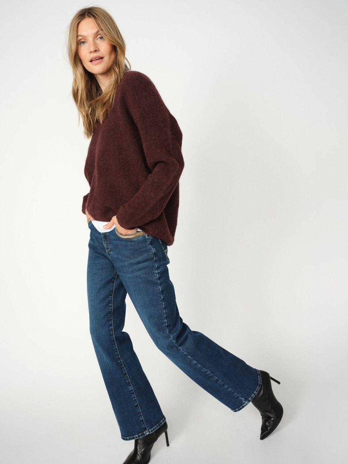 Product image 2 of 4, which shows MOS MOSH MMCecilia Perla High Rise Flared Denim Jeans, Mid Blue, 26R
