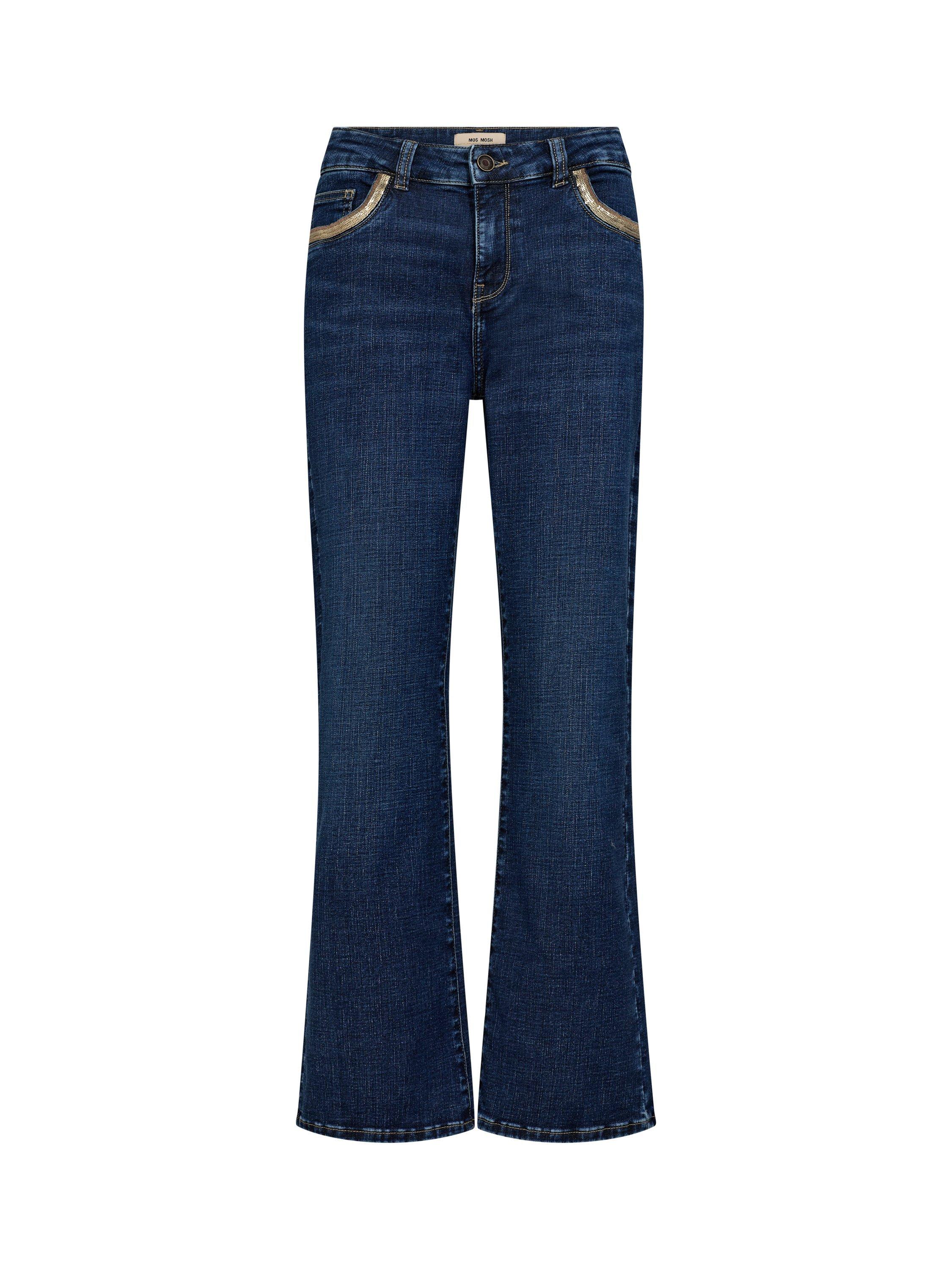 Product image 3 of 4, which shows MOS MOSH MMCecilia Perla High Rise Flared Denim Jeans, Mid Blue, 26R