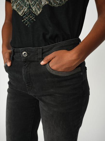 MOS MOSH MMCecilia Perla High Rise Flared Jeans - view 2, Dark Grey