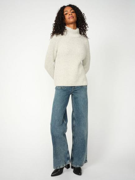 MOS MOSH Colette Wide Leg High Rise Denim Jeans, Mid Blue