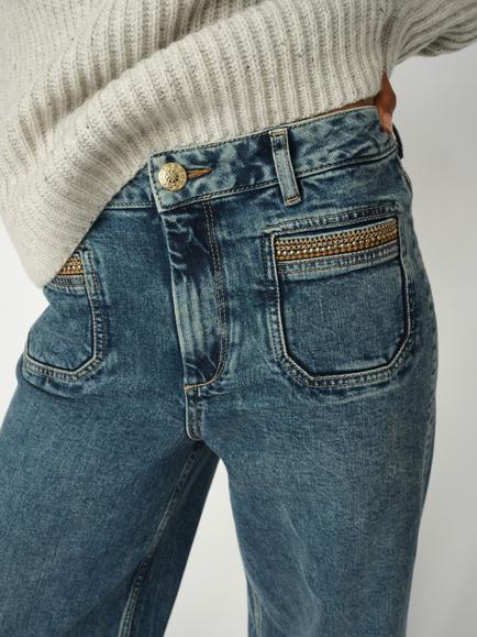 MOS MOSH Colette Wide Leg High Rise Denim Jeans - view 2, Mid Blue