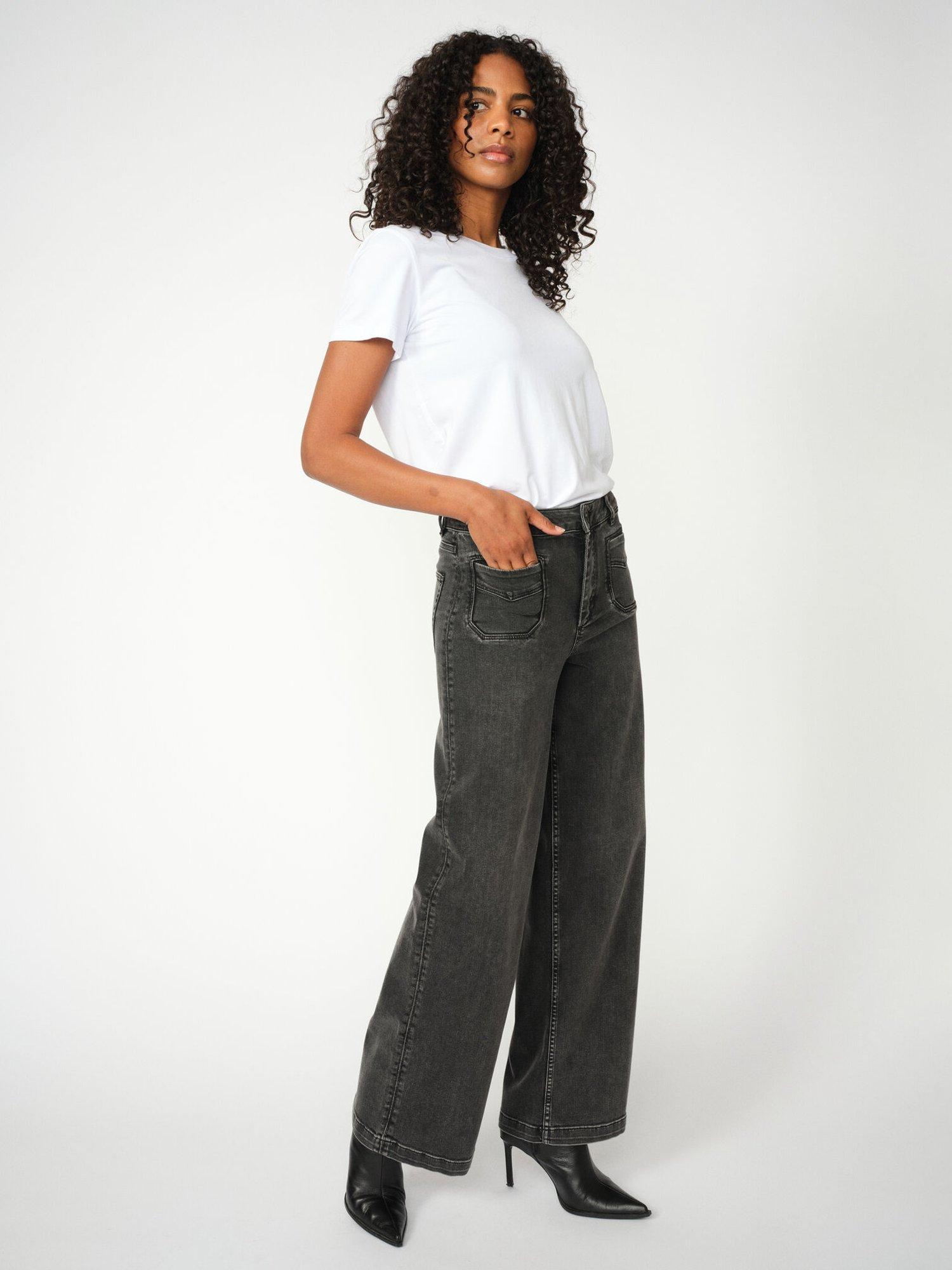 Product image 1 of 4, which shows MOS MOSH MMColette Deluxe Flared Jeans, Mid Grey, 25R