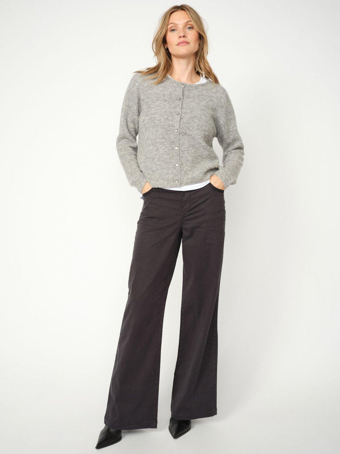 Product image 1 of 4, which shows MOS MOSH Dara Wide Leg High Rise Denim Jeans, Mid Grey, 25R