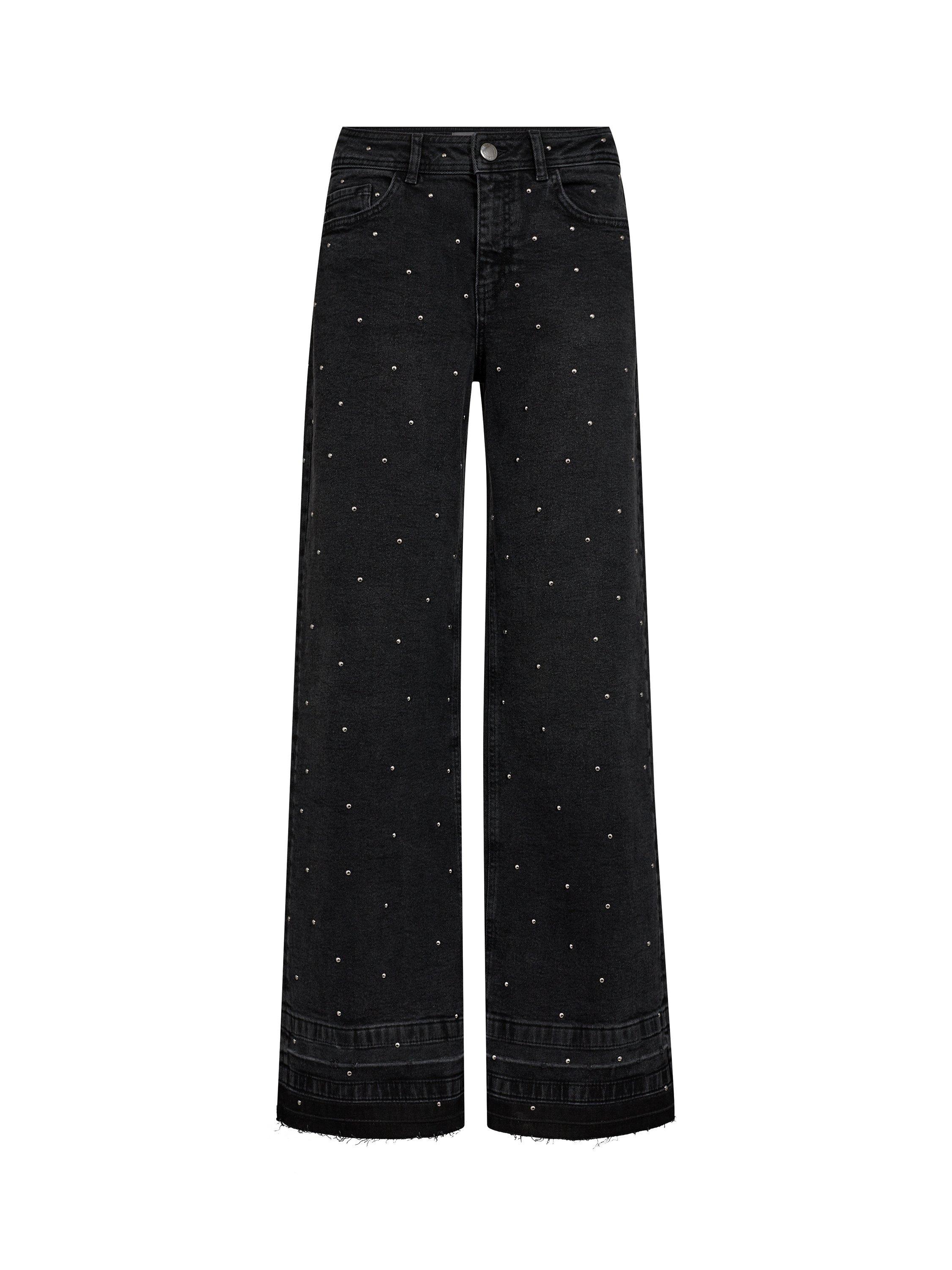 Product image 3 of 4, which shows MOS MOSH MMDara Studs High Waisted Flare Jeans, Dark Grey, 25R