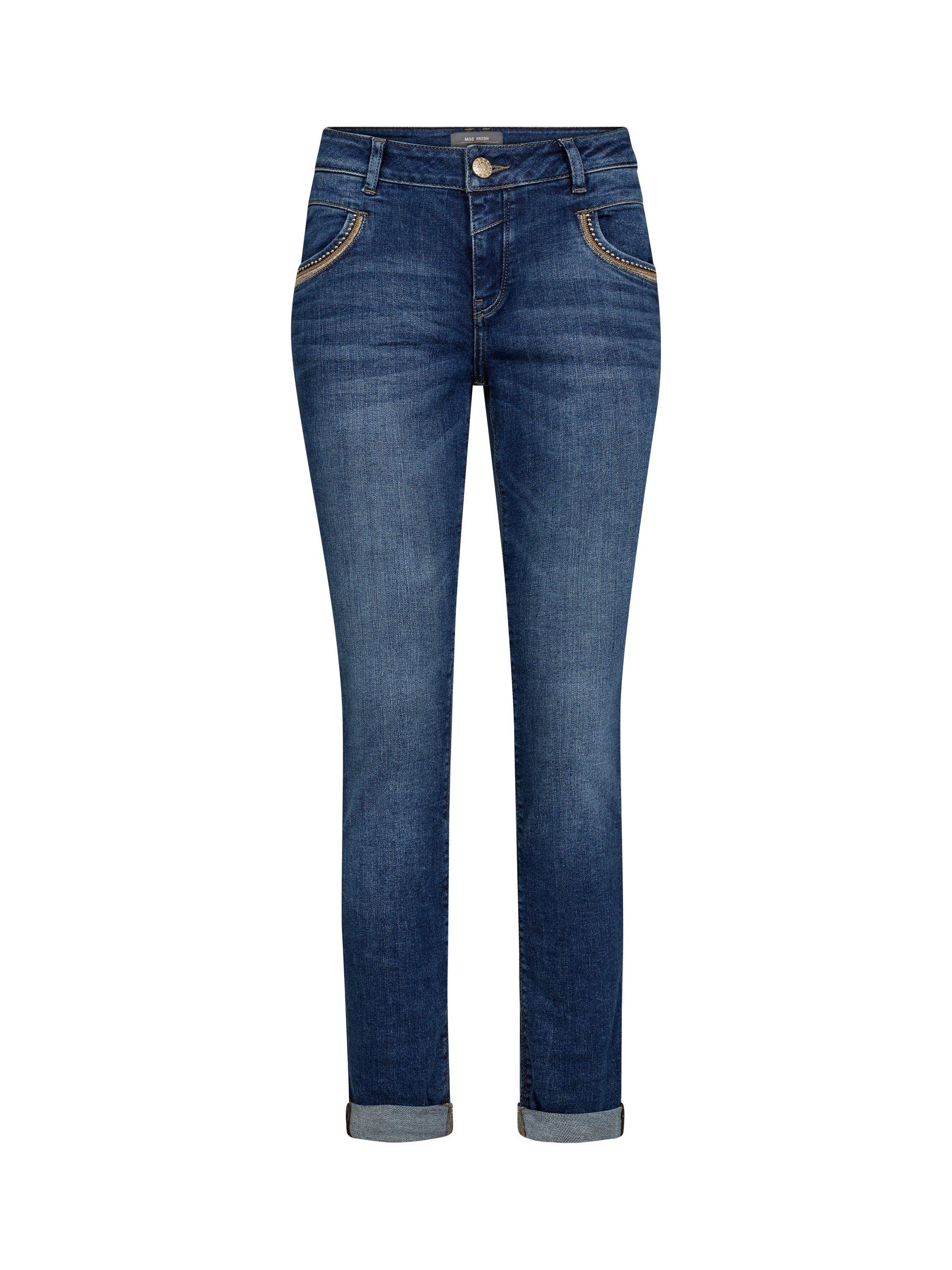 Product image 1 of 2, which shows MOS MOSH Naomi Ricam Mid Slim Denim Jeans, Mid Blue, 29R