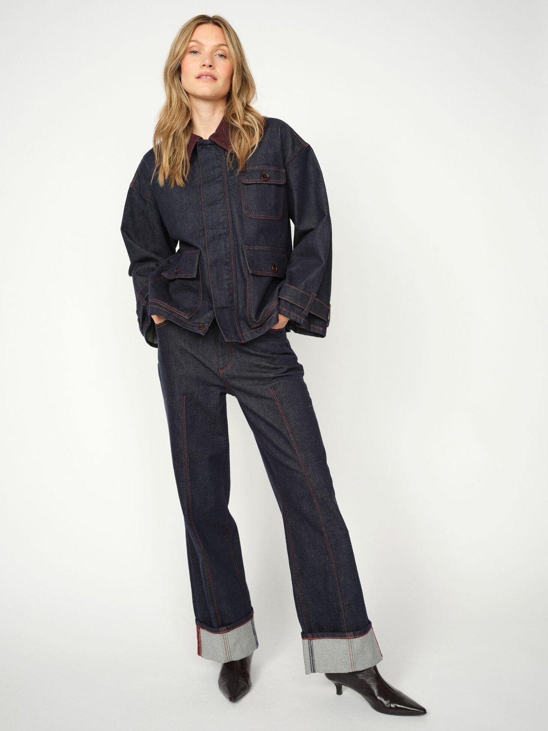 Product image 1 of 4, which shows MOS MOSH Relee Cedro Turn Up Jeans, Dark Blue, 25R