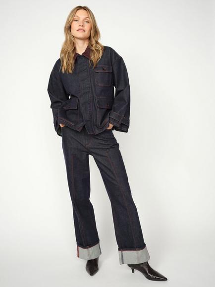 MOS MOSH Relee Cedro Turn Up Jeans, Dark Blue, Dark Blue