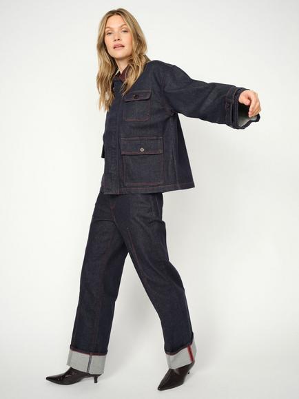 MOS MOSH Relee Cedro Turn Up Jeans, Dark Blue - view 2, Dark Blue
