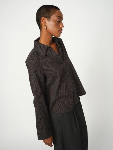 MOS MOSH Ayen Cotton Long Sleeve Collar Check Shirt - view 2, Grey/Multi