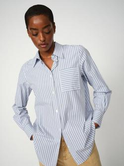 MOS MOSH Elinda Cotton Stripe Long Sleeve Slim Shirt, Blue/Multi
