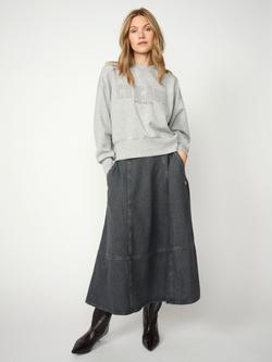 MOS MOSH Cynthia A Line Denim Midi Skirt - view 2, Mid Grey