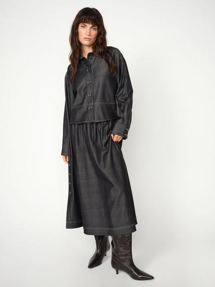 MOS MOSH Poy Cilla A Line Midi Skirt, Black