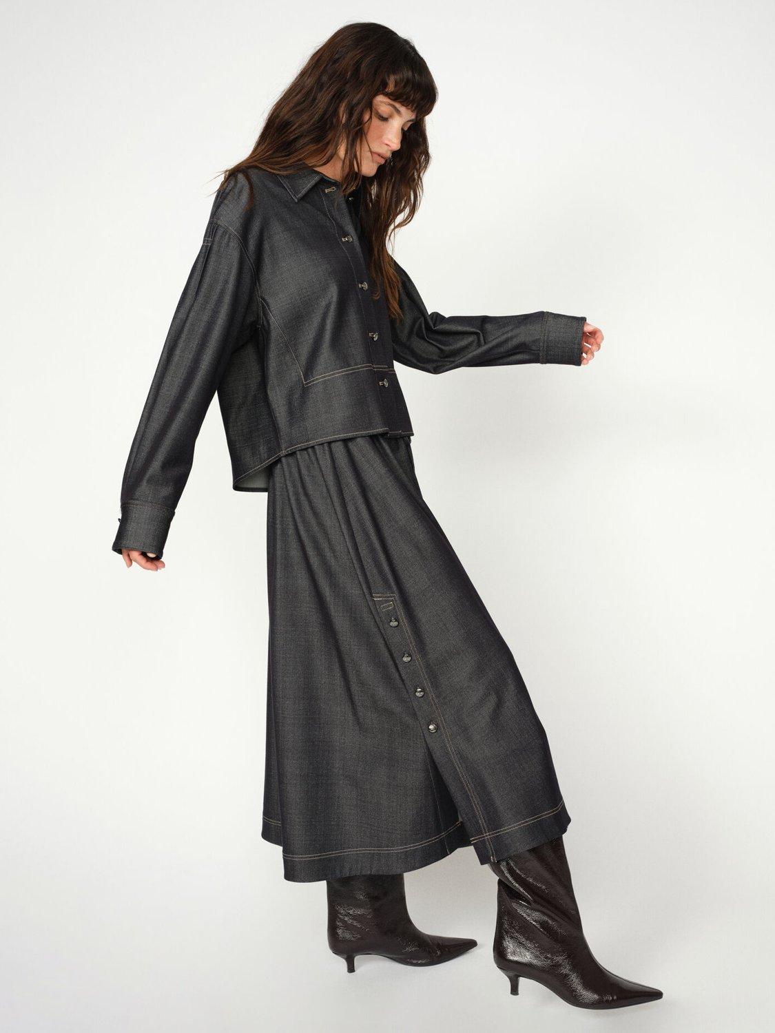 Product image 2 of 4, which shows MOS MOSH Poy Cilla A Line Midi Skirt, Black, XS