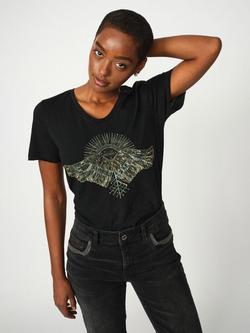 MOS MOSH Nadine Cotton Short Sleeve Round Neck T-Shirt, Black/Multi