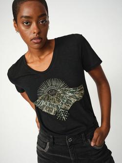 MOS MOSH Nadine Cotton Short Sleeve Round Neck T-Shirt - view 2, Black/Multi