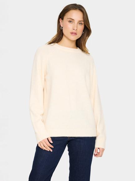 Saint Tropez Garbie Wool Blend Long Sleeve Crew Neck Jumper, Beige