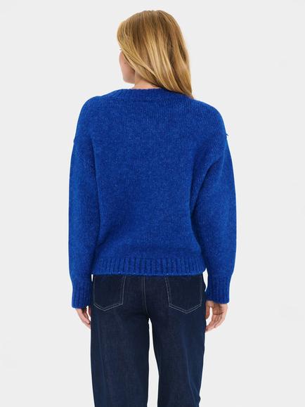 Saint Tropez Maisalia V-Neck Jumper, Mid Blue - view 2, Mid Blue