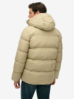 Superdry Hooded Five Baffle Sports Puffer Jacket - view 2, Winter Twig Beige
