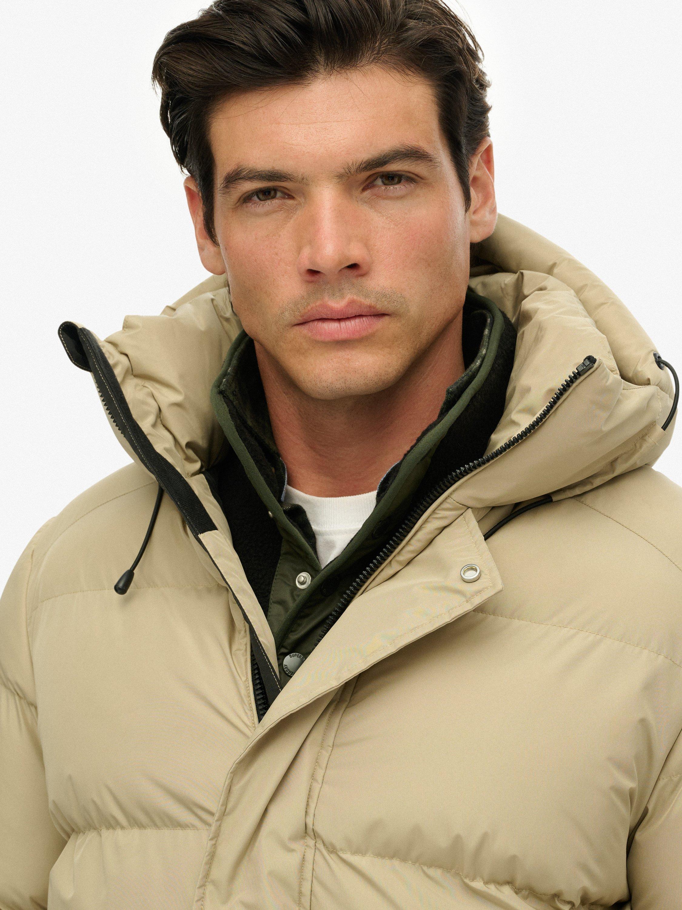 Product image 6 of 7, which shows Superdry Hooded Five Baffle Sports Puffer Jacket, Winter Twig Beige, XXL