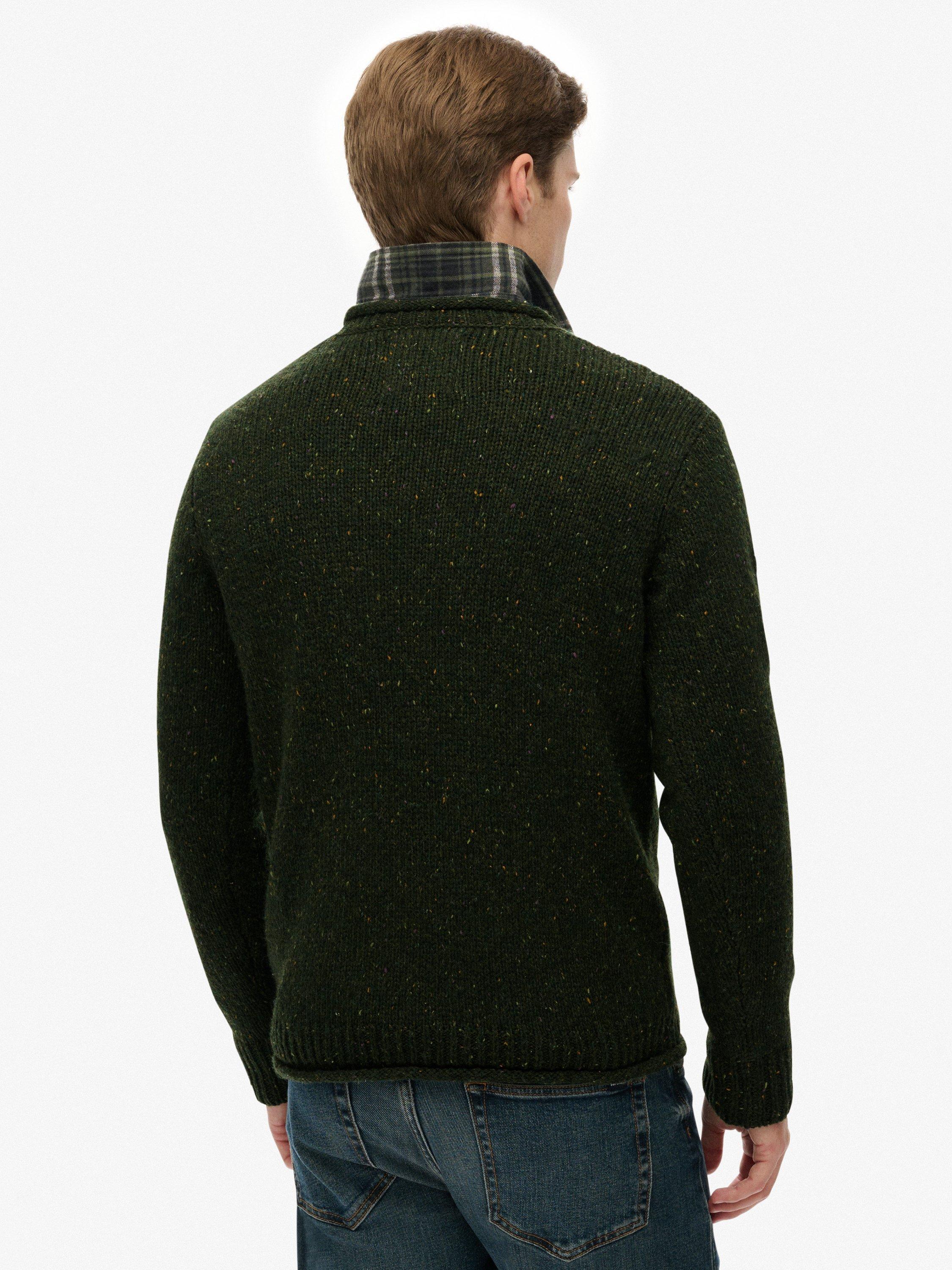Product image 2 of 5, which shows Superdry Wool Blend Donegal Knit Jumper, Green Donegal, XXL