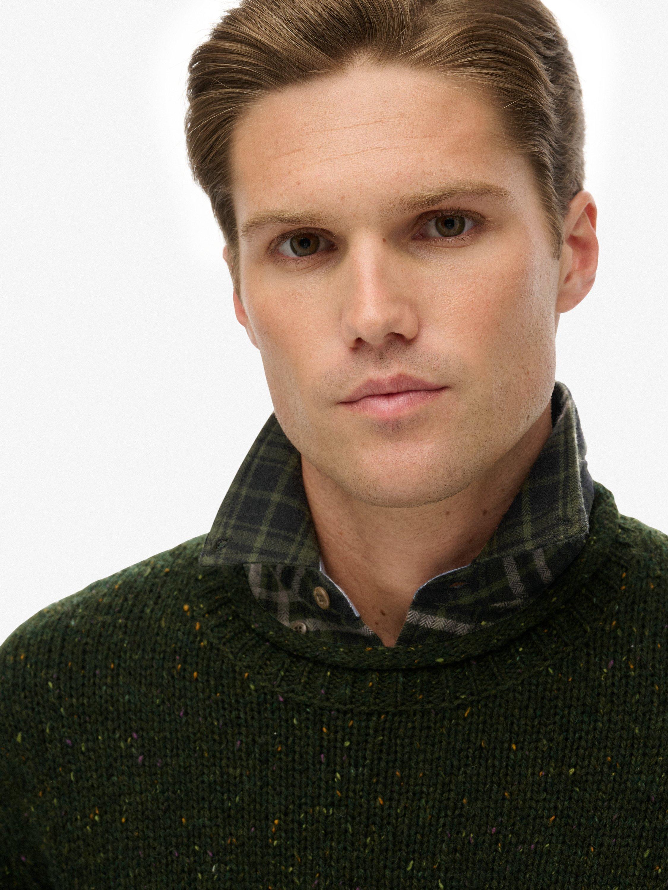 Product image 5 of 5, which shows Superdry Wool Blend Donegal Knit Jumper, Green Donegal, XXL