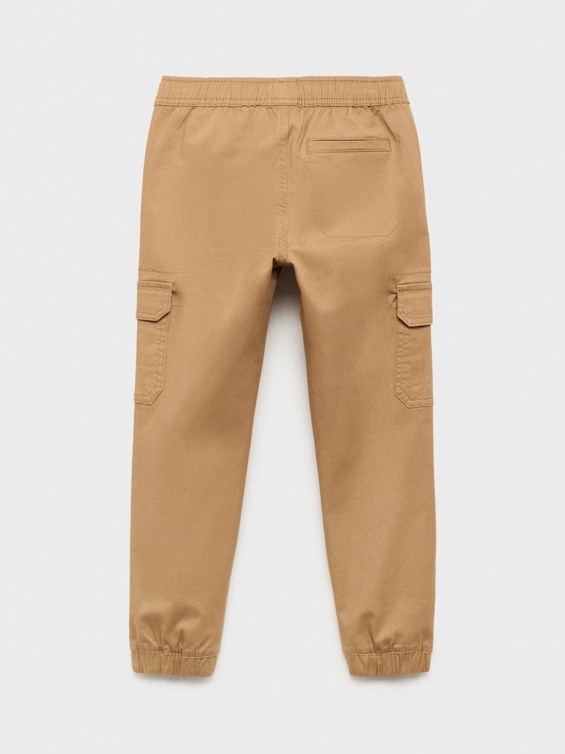 Product image 2 of 4, which shows Mango Kids' Kenia Cotton Blend Drawstring Trousers, Medium Brown, 7 years