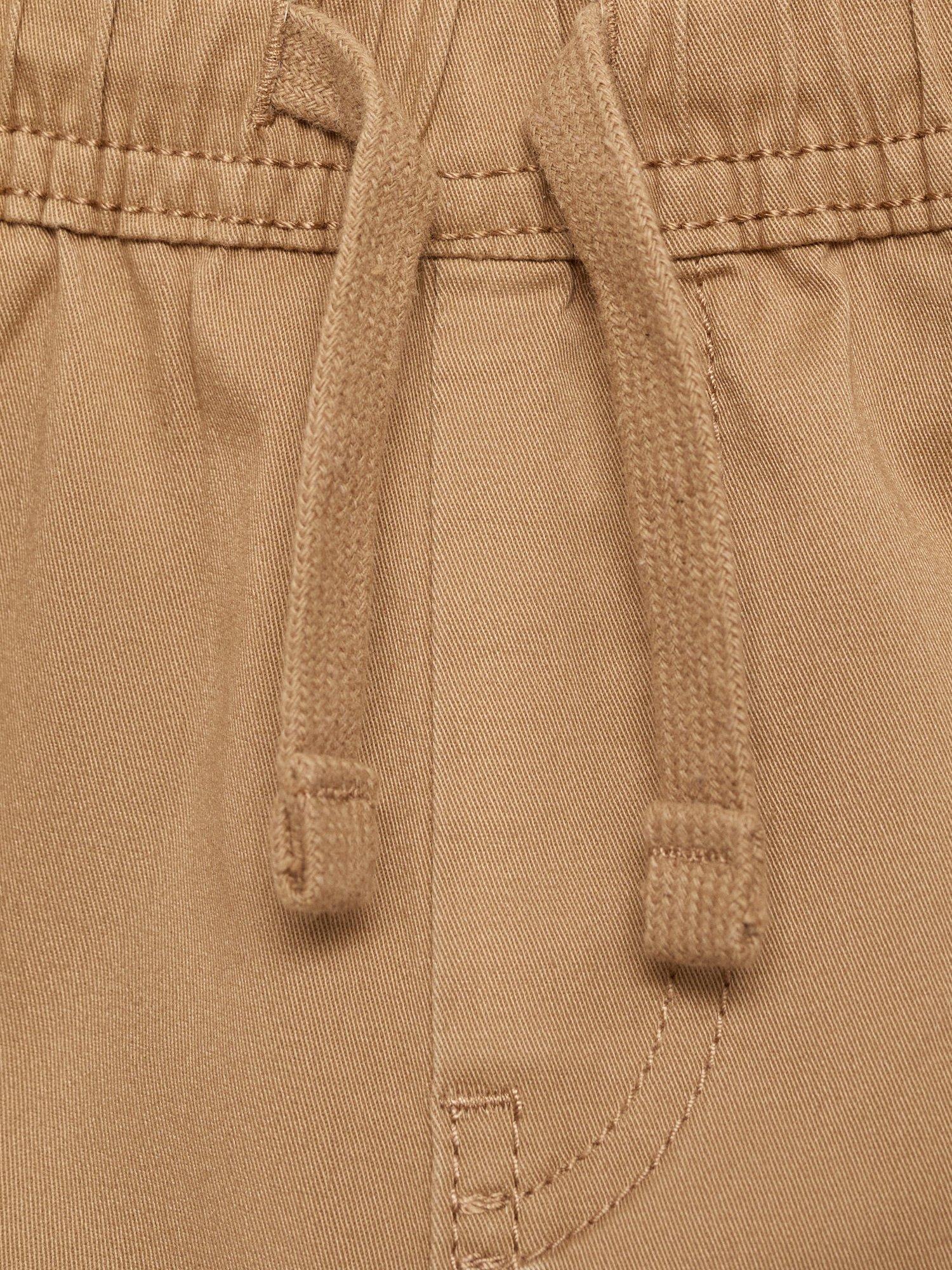 Product image 4 of 4, which shows Mango Kids' Kenia Cotton Blend Drawstring Trousers, Medium Brown, 7 years